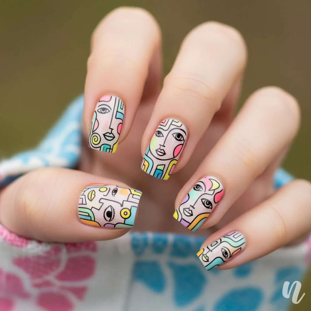Minimalist Line Art French Tips
