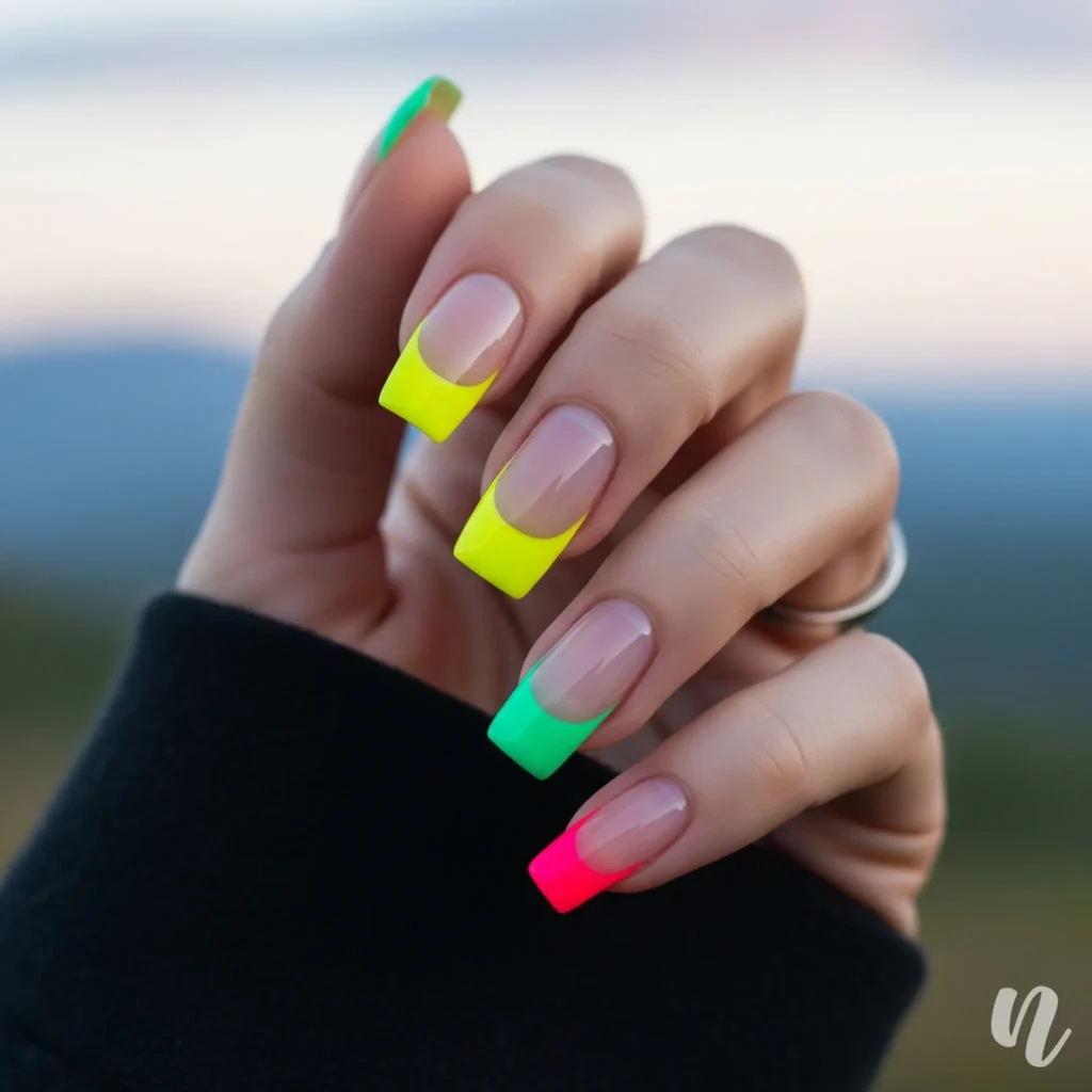 Neon French Tip Nails