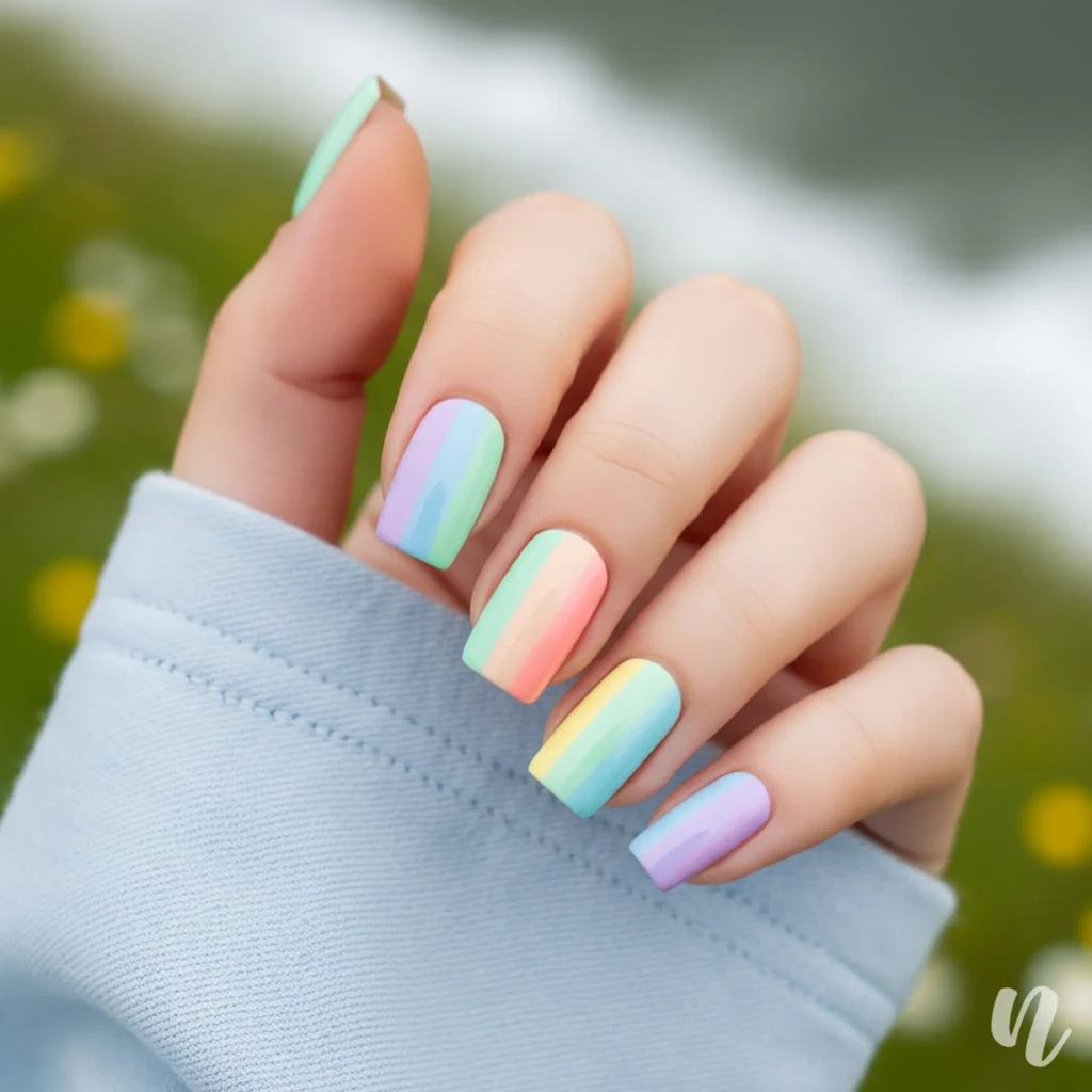 Pastel Rainbow Nails