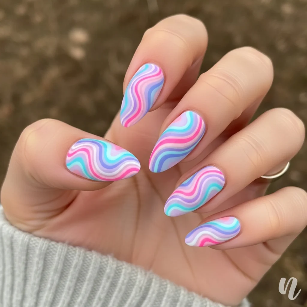 Abstract Swirl Almond Nails