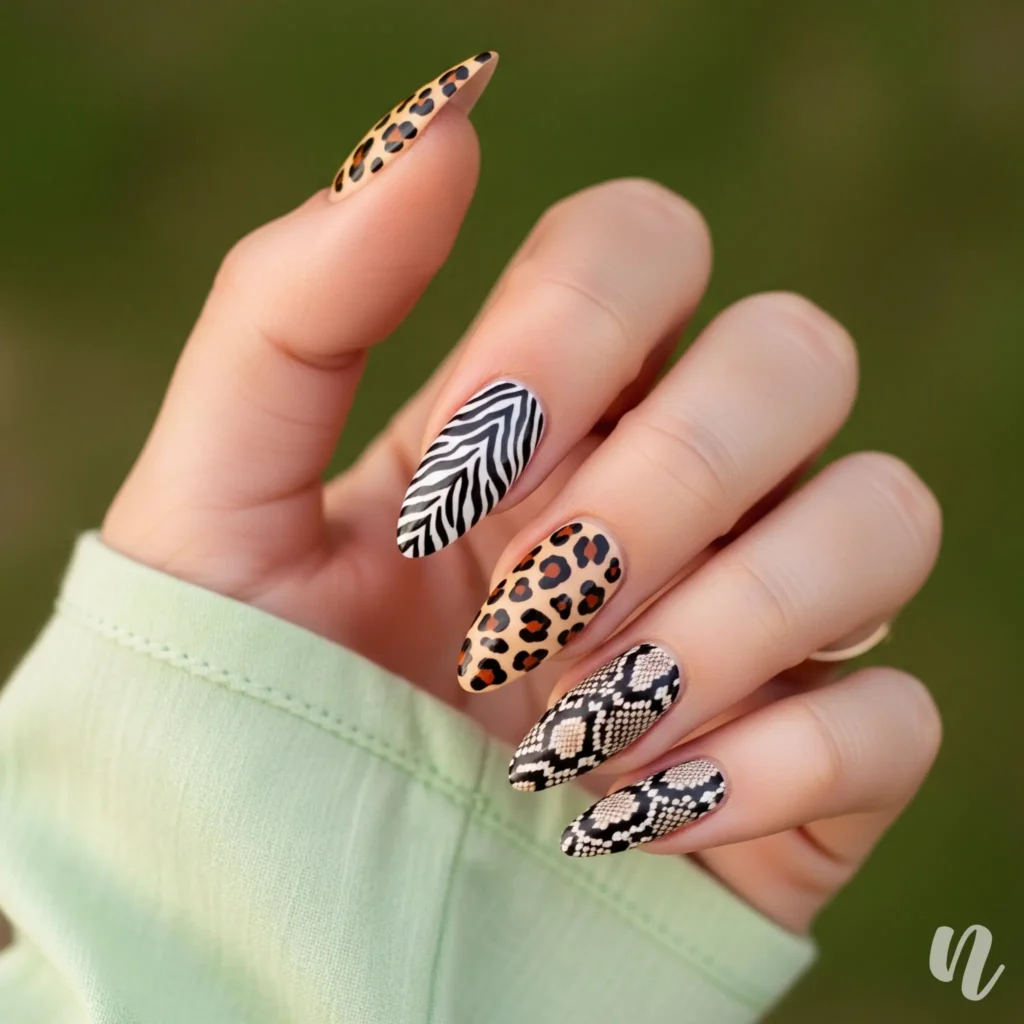 Animal Print Almond Nails