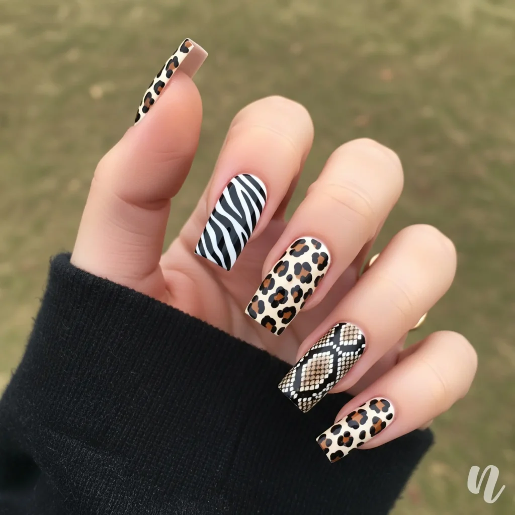 Animal Print Square Nails
