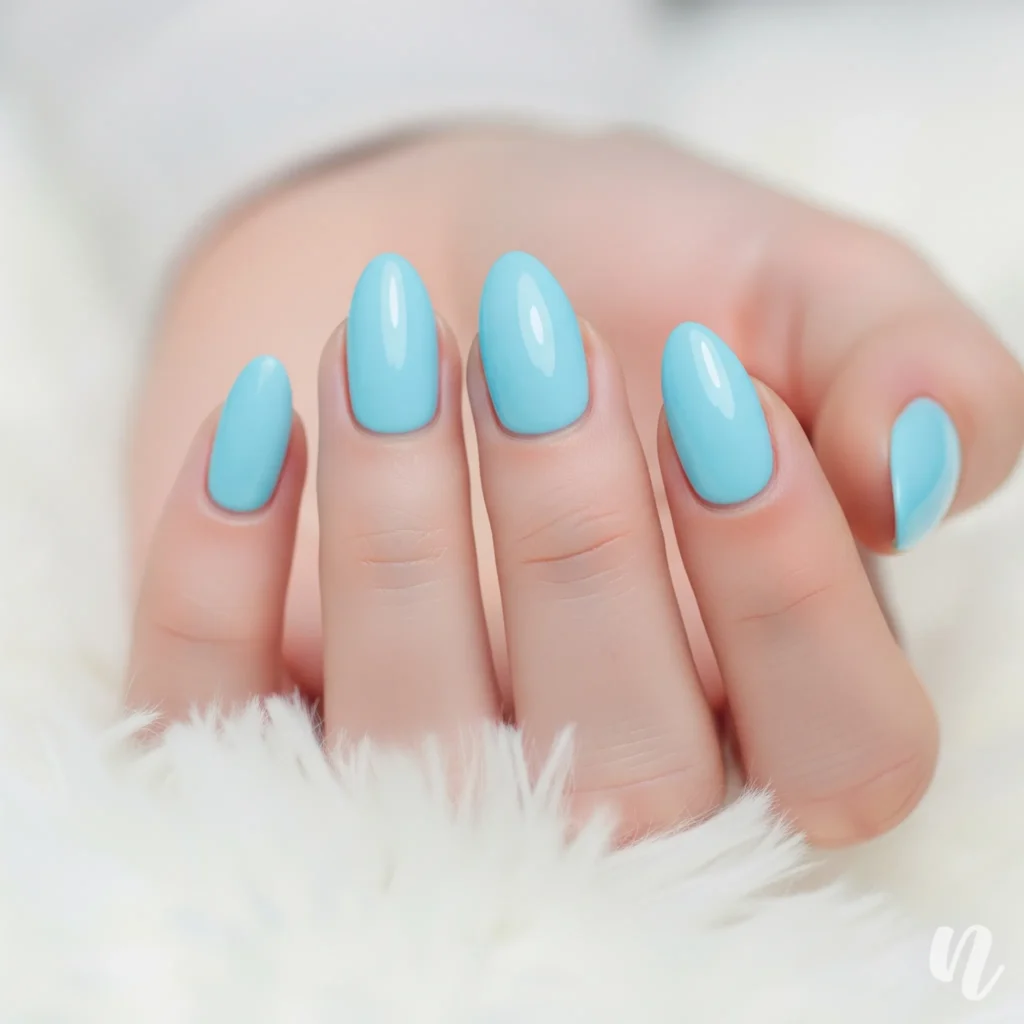 Baby Blue Almond Nails