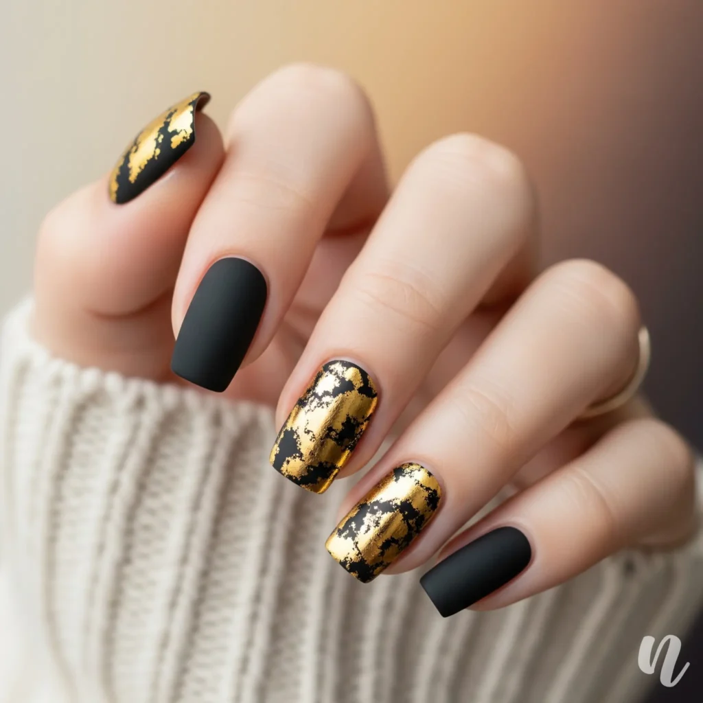 Black & Gold Glam Nails