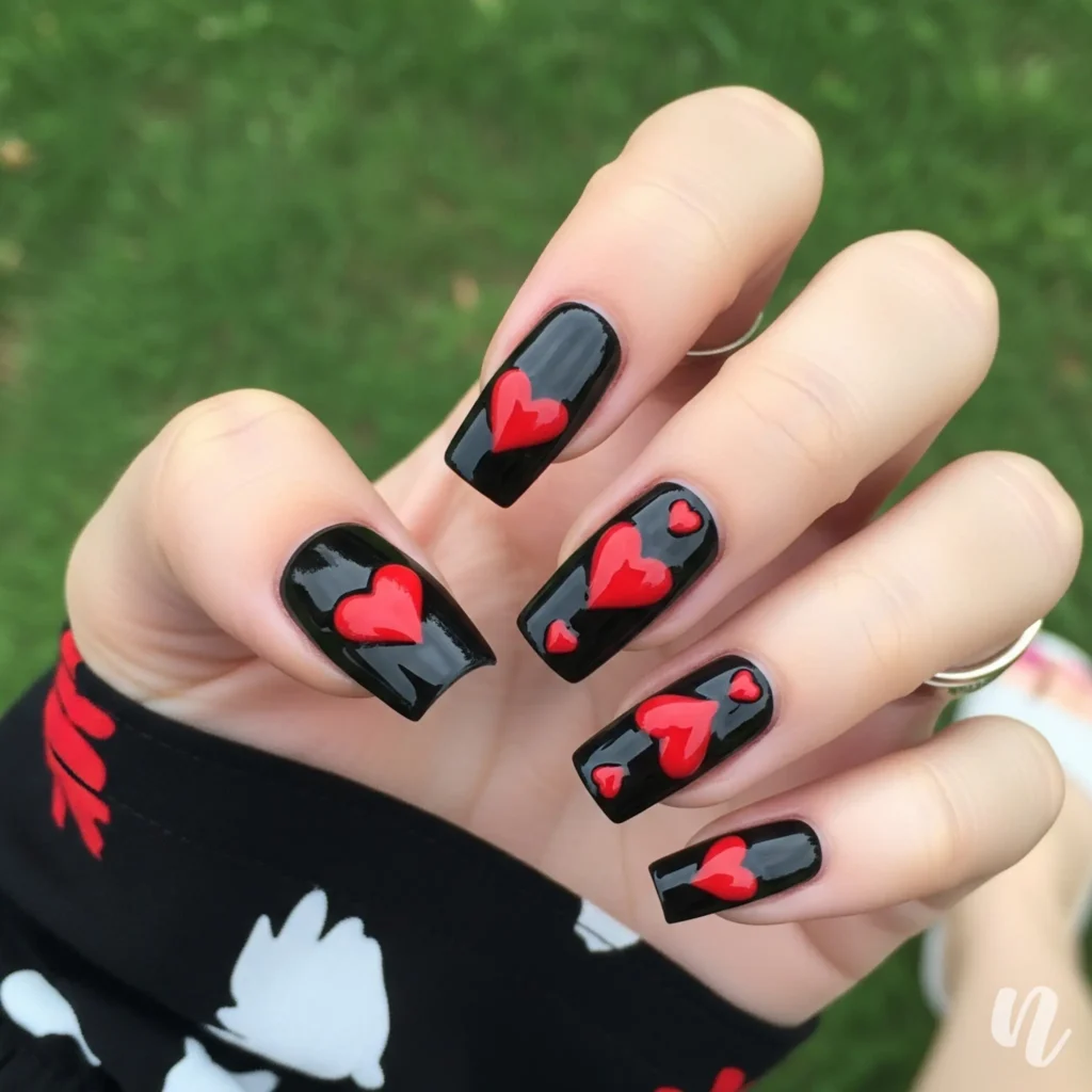 Black and Red Valentine Nails