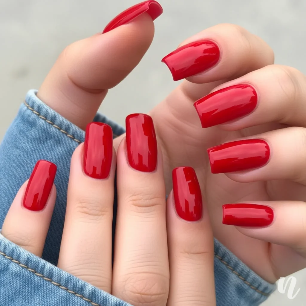 Bold Red Square Nails