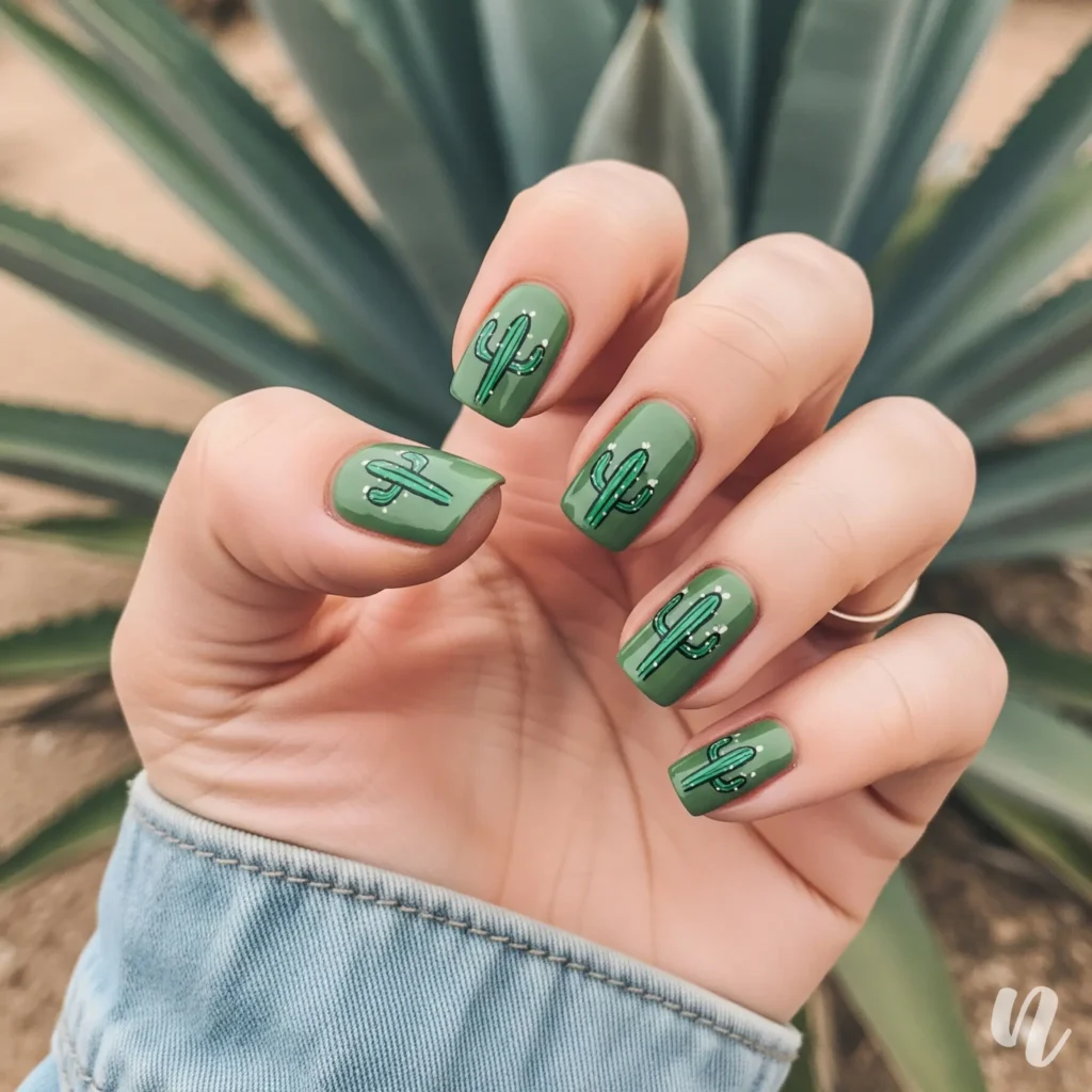 Cactus Green Nails