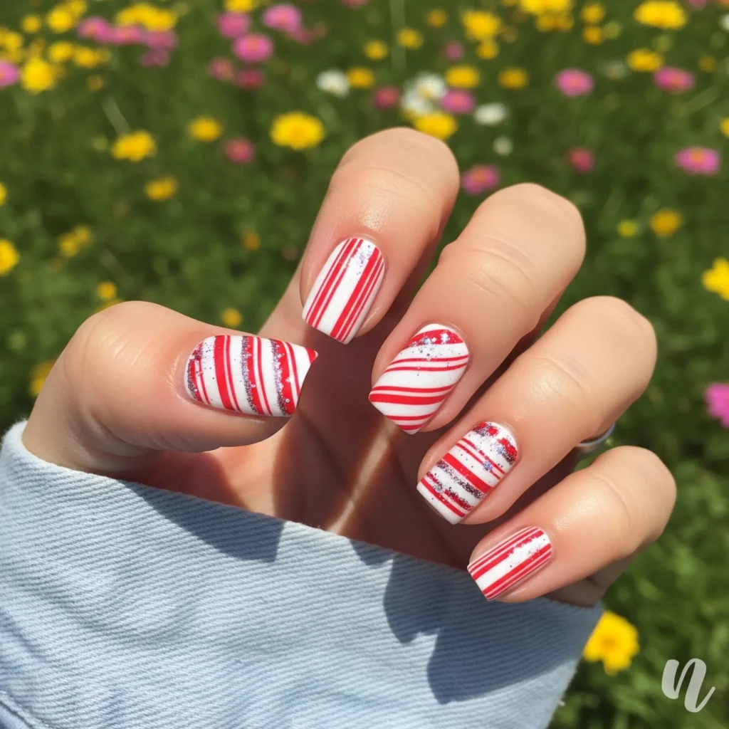 Candy Cane Stripe Nails