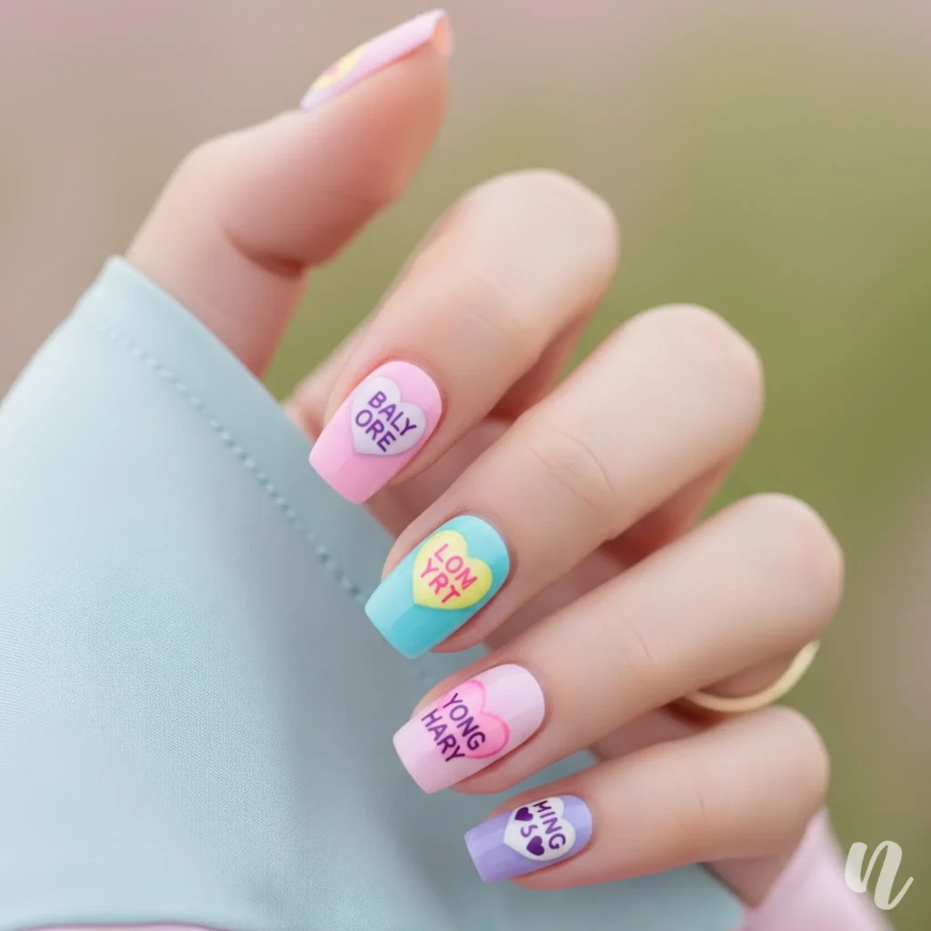 Candy Hearts Nails