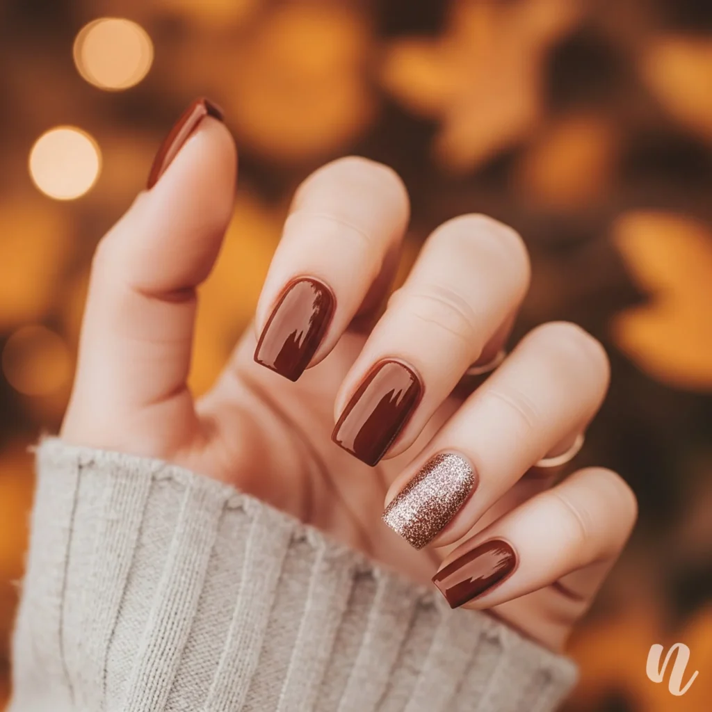 Chocolate Brown Gloss Nails