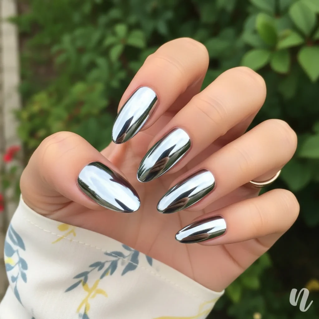 Chrome Almond Nails