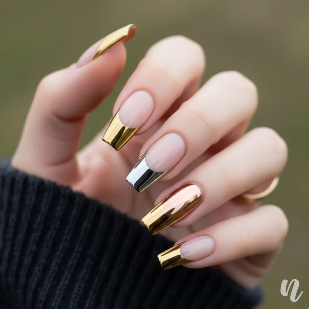 Chrome French Nails