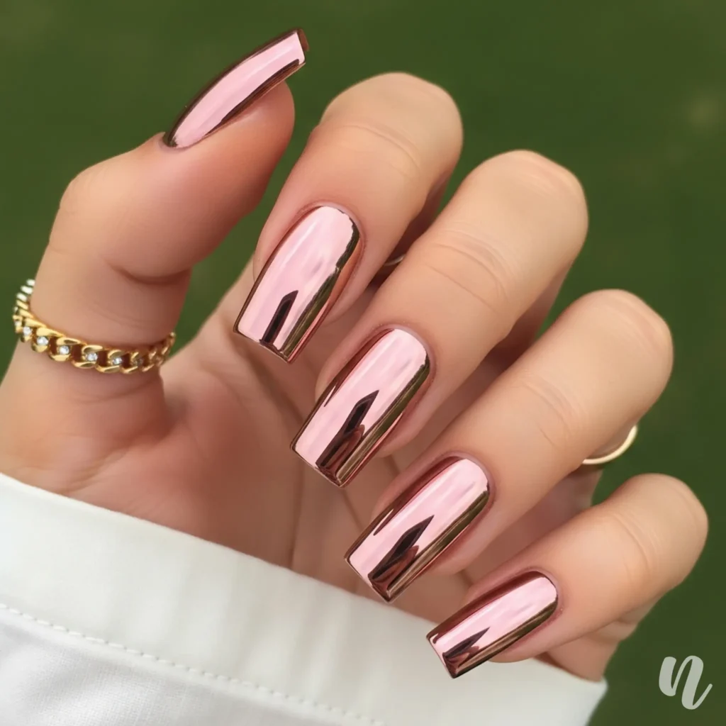 Chrome Square Nails
