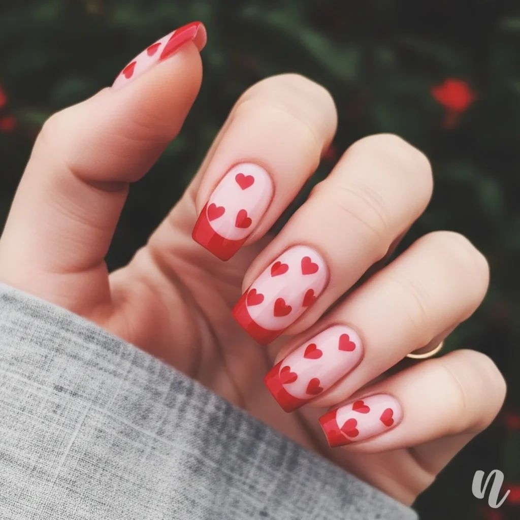 Classic Red Heart French Tips