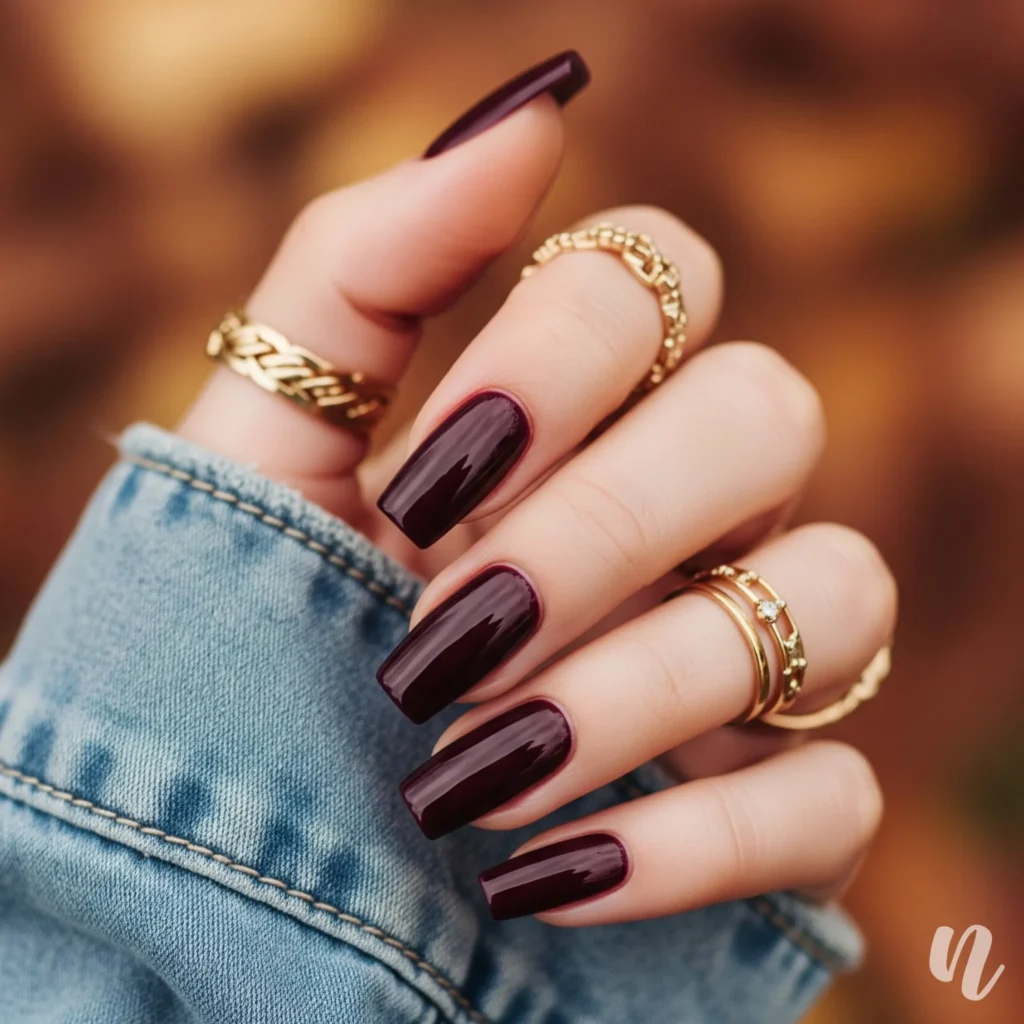 Dark Plum Gloss Nails
