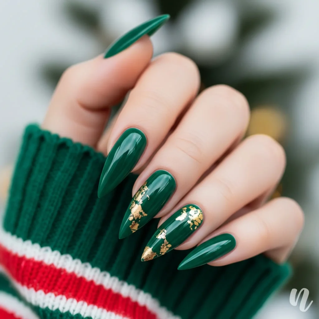 Emerald Green Stiletto Nails