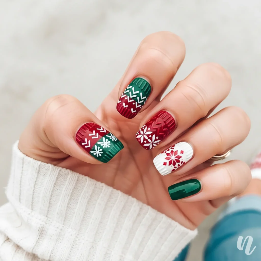 Festive Sweater Nails