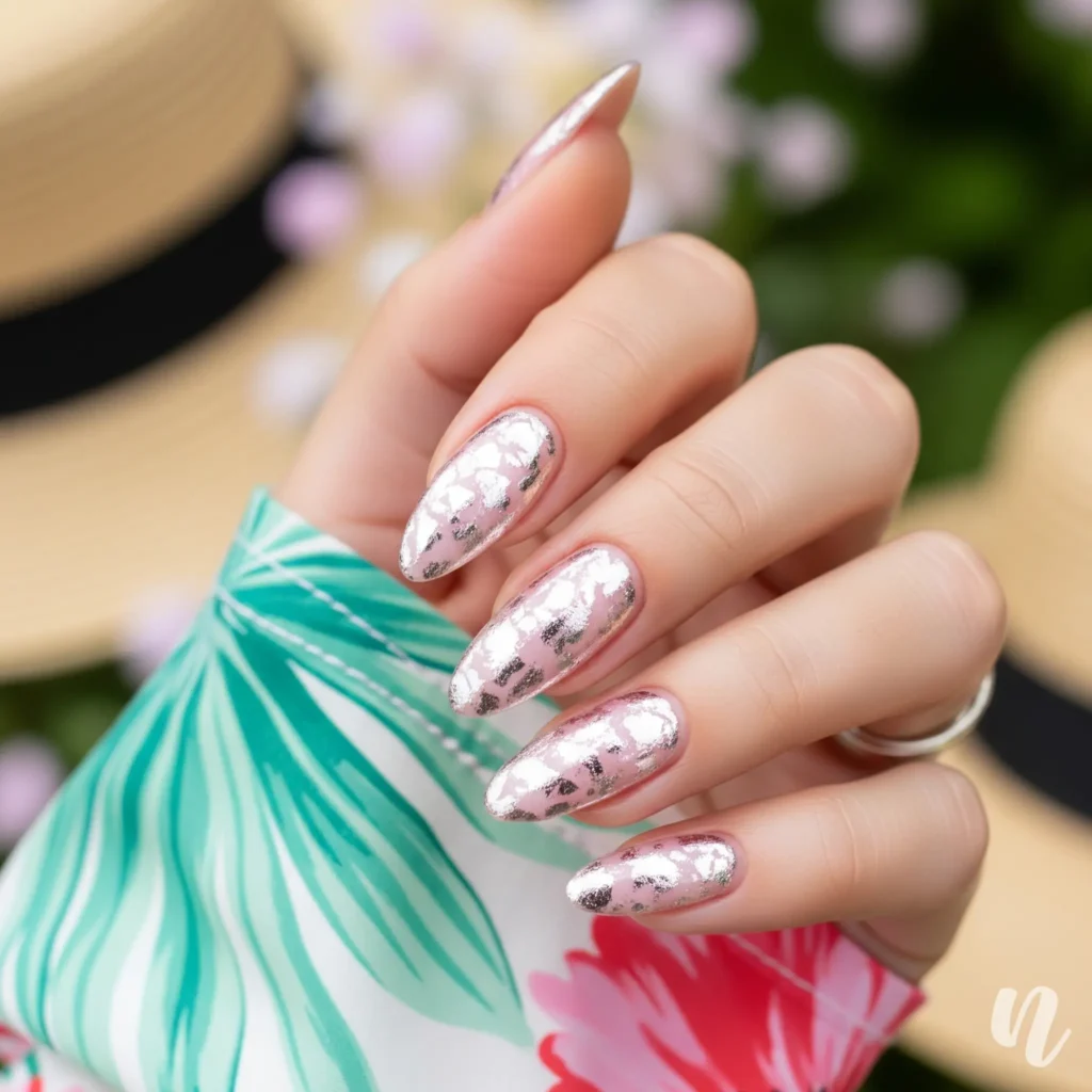Foil Almond Nails
