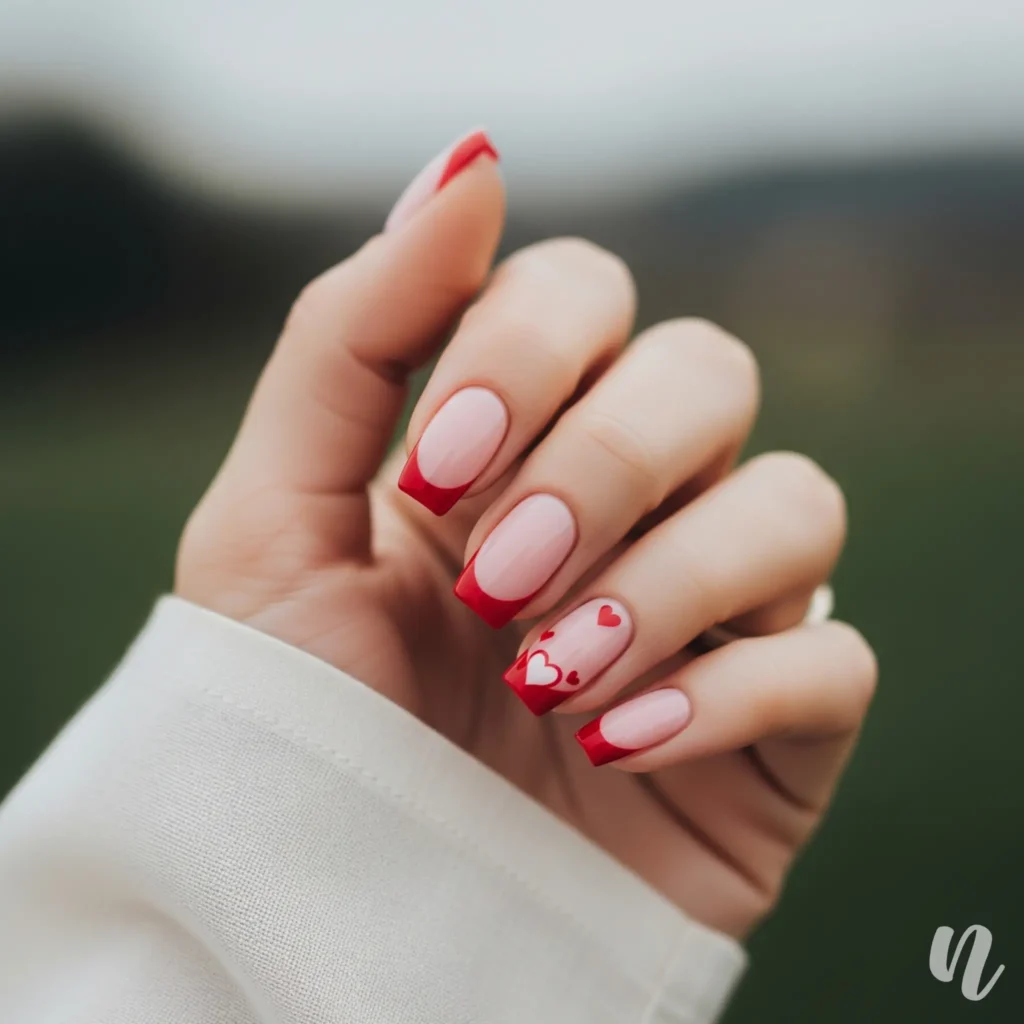 French Tip Valentine Nails