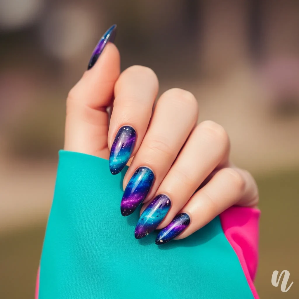 Galaxy Almond Nails