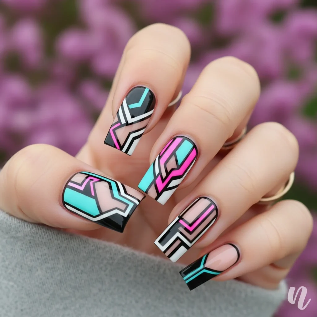 Geometric Square Nails