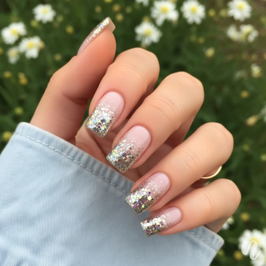 Glitter Accent Nails