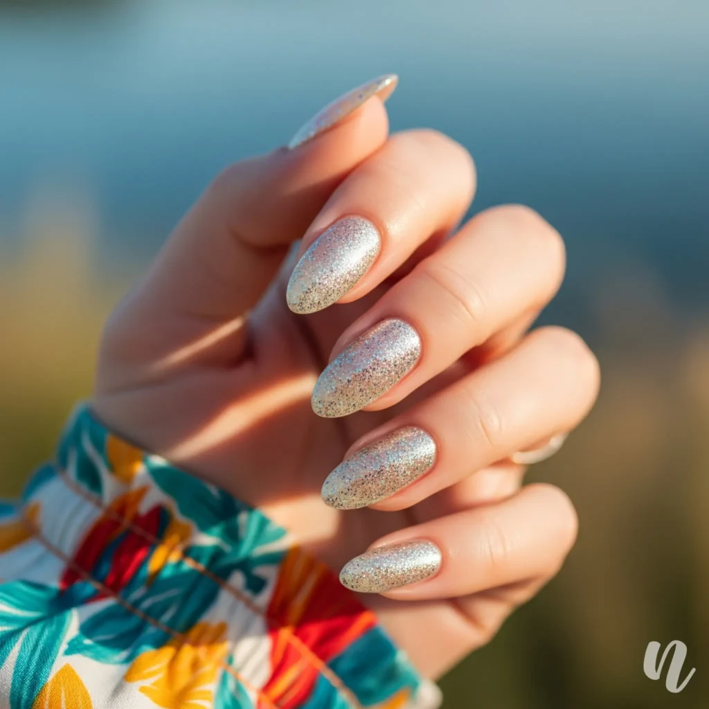Glitter Almond Nails