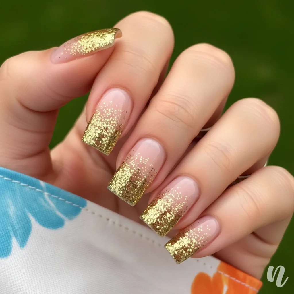 Glitter Gradient Square Nails