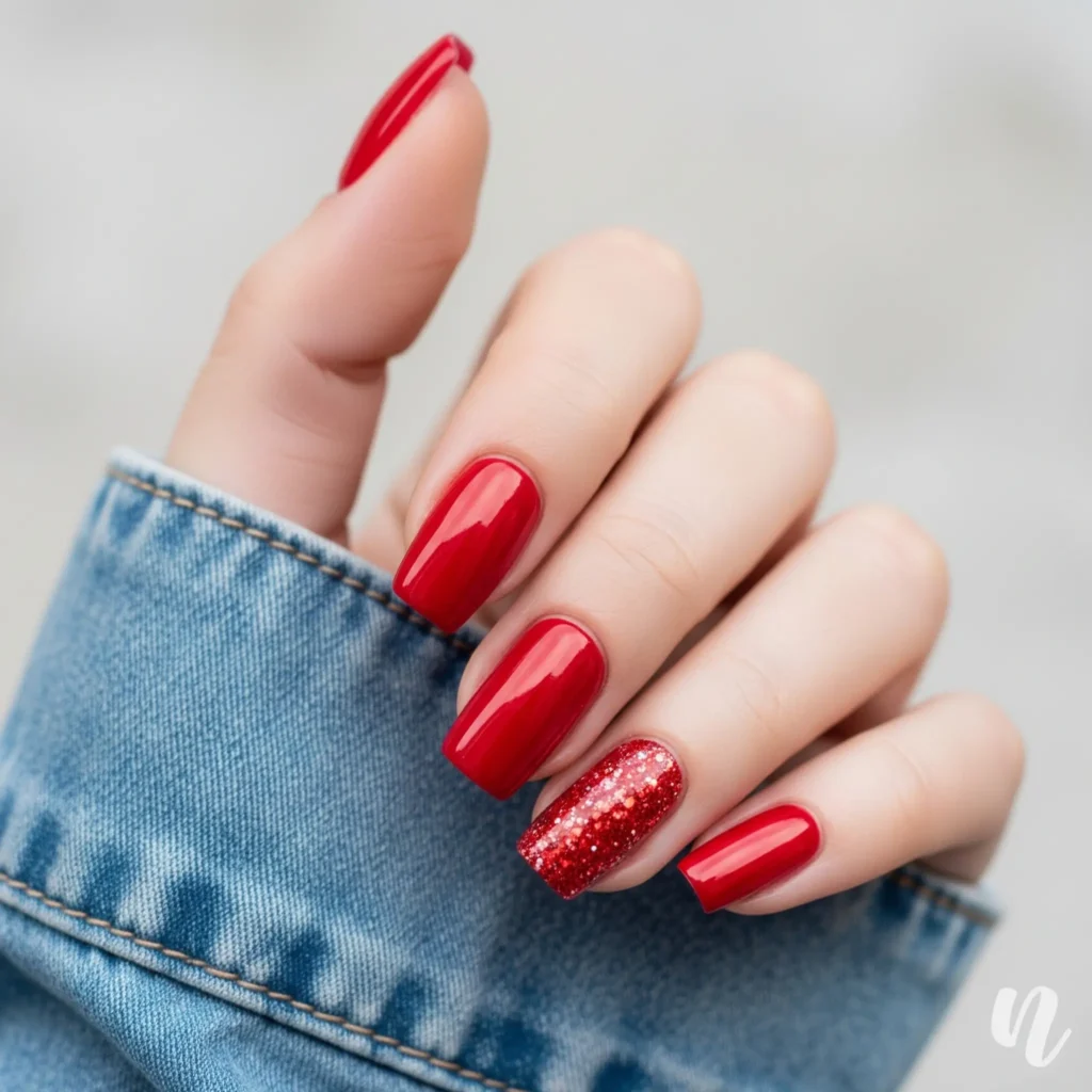 Glitter Red Chrome Nails