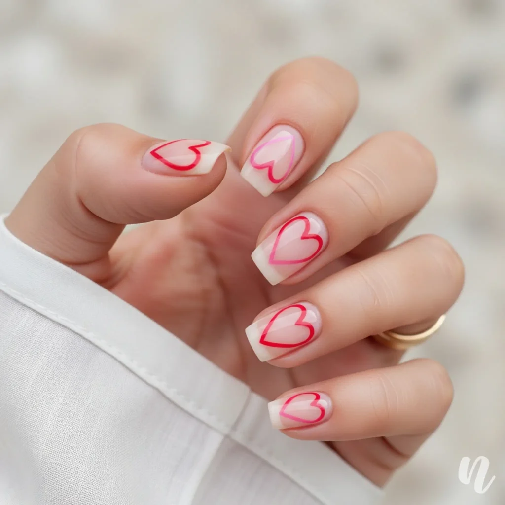 Heart Outline Nails