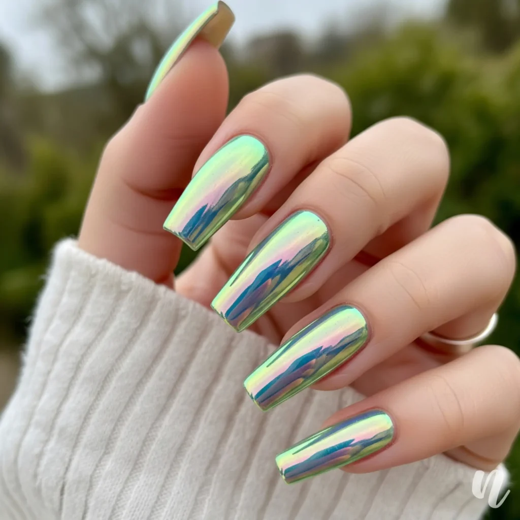 Holographic Acrylic Nails