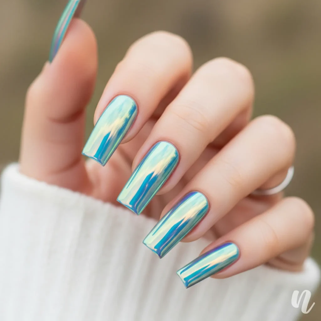 Holographic Square Nails
