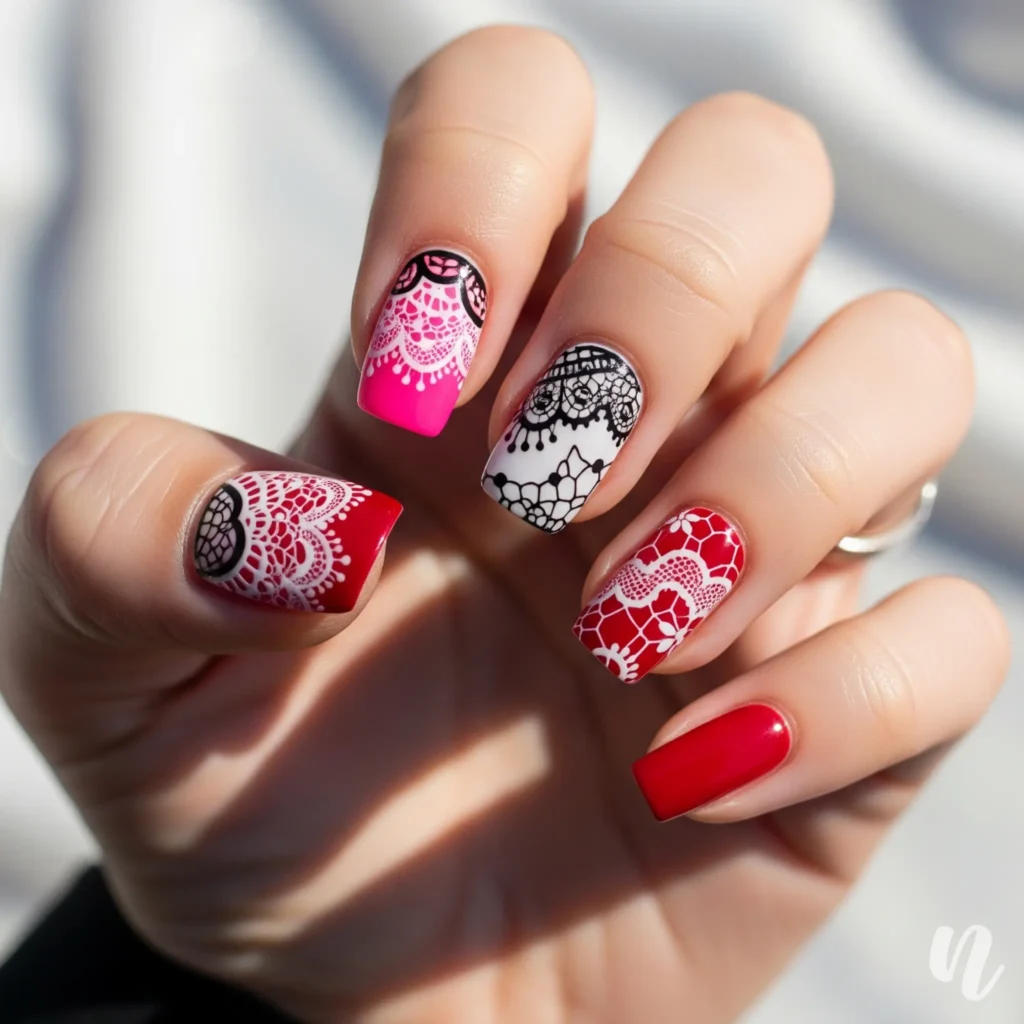 Lace Valentine Nails