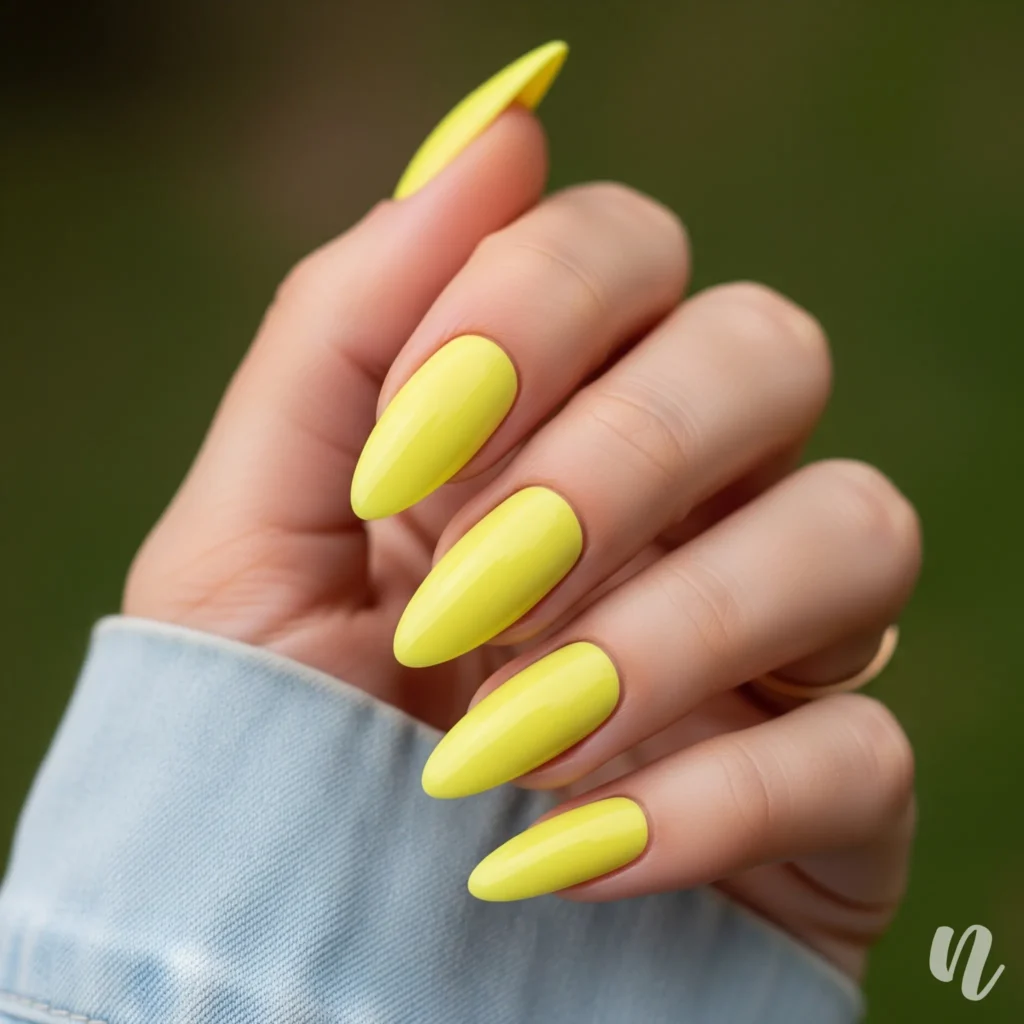 Lemon Yellow Almond Nails