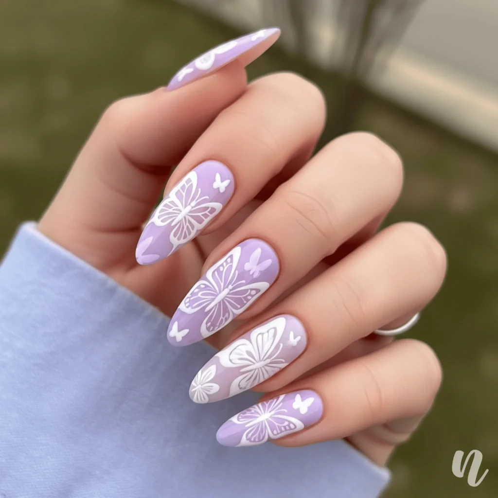 Lilac Milk Butterfly Nails