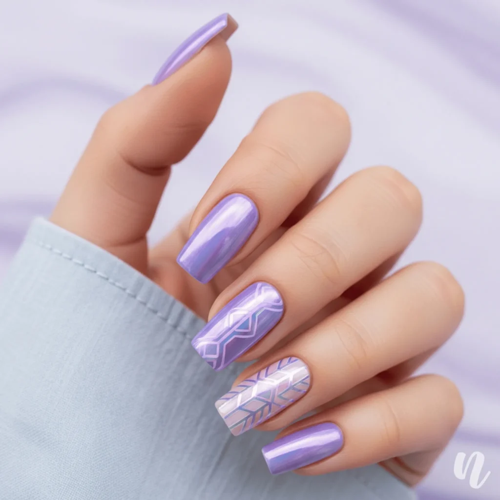 Lilac Milk Chrome Nails