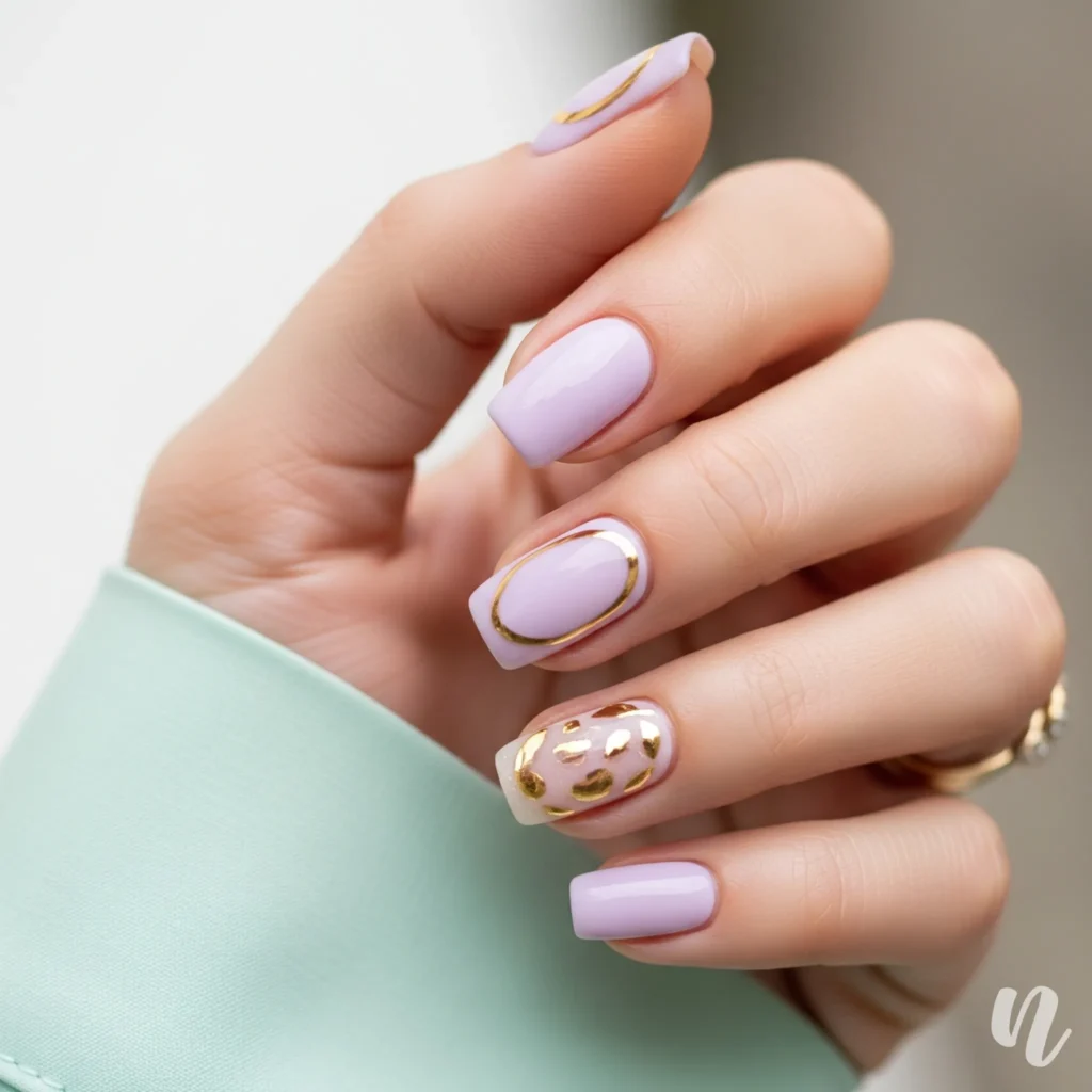 Lilac Milk Negative Space Nails