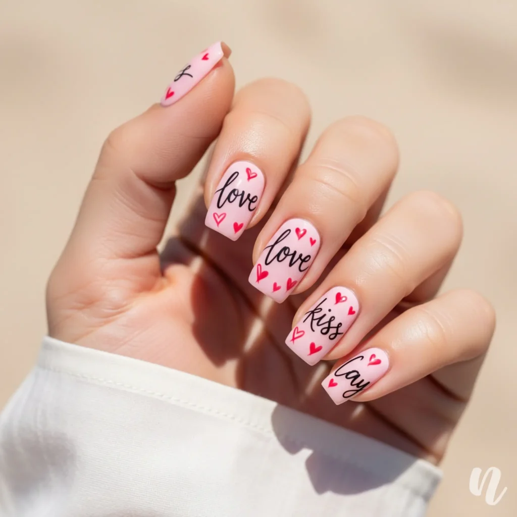 Love Letter Script Nails