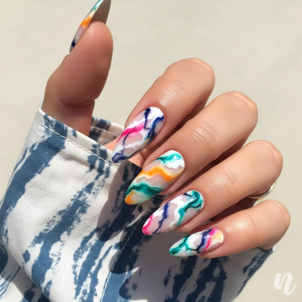 Marble Almond Nails