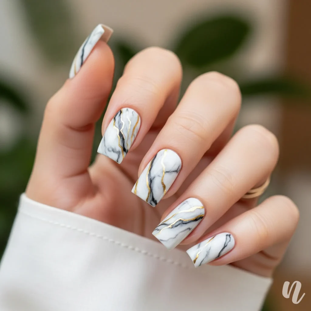 Marble Square Nails