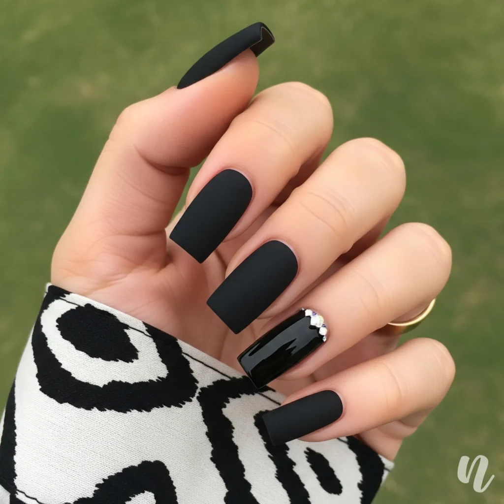 Matte Black Square Nails