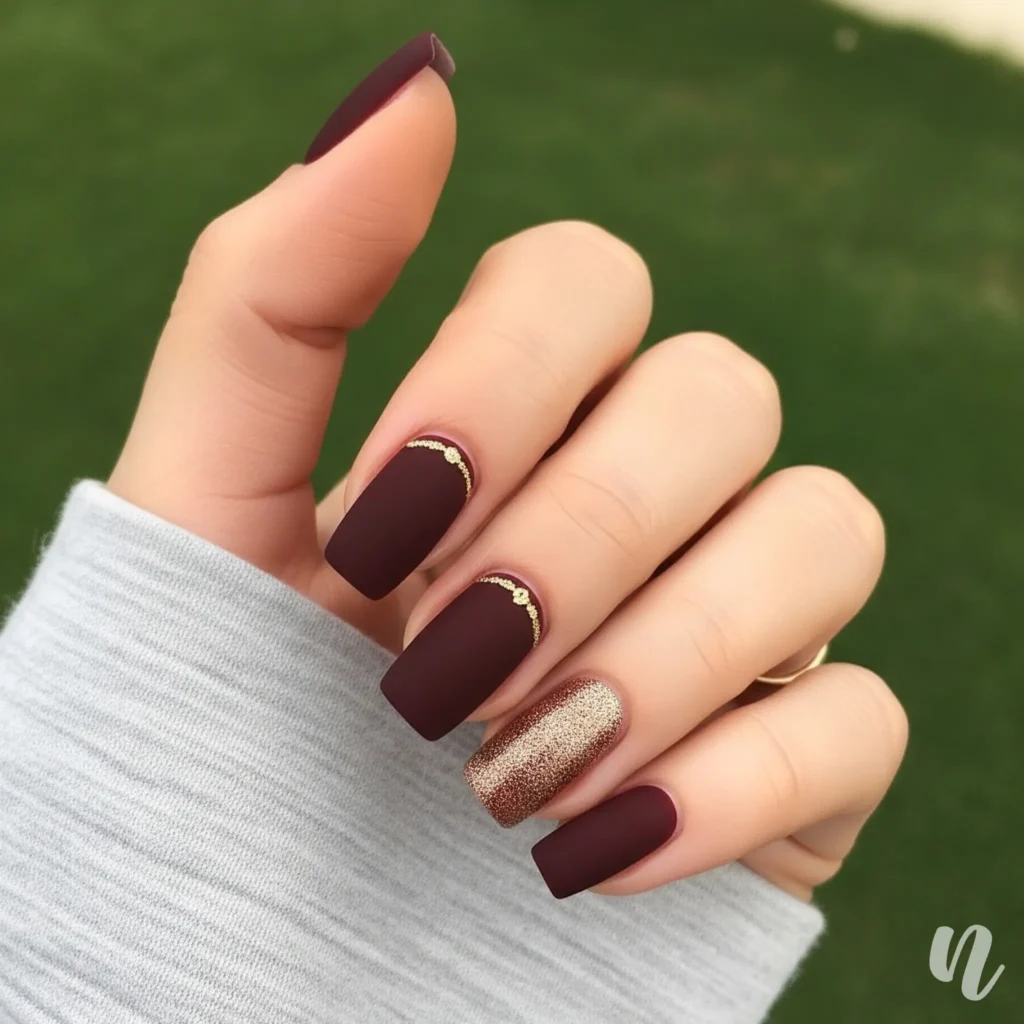 Matte Burgundy Nails
