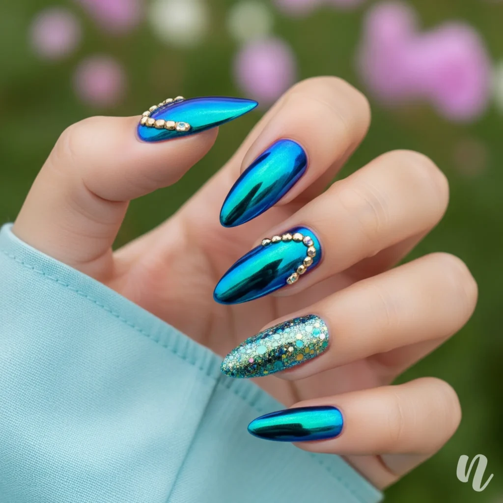 Mermaid Chrome Nails