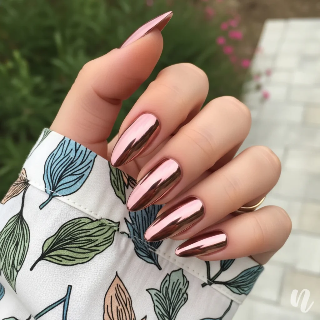 Metallic Almond Nails