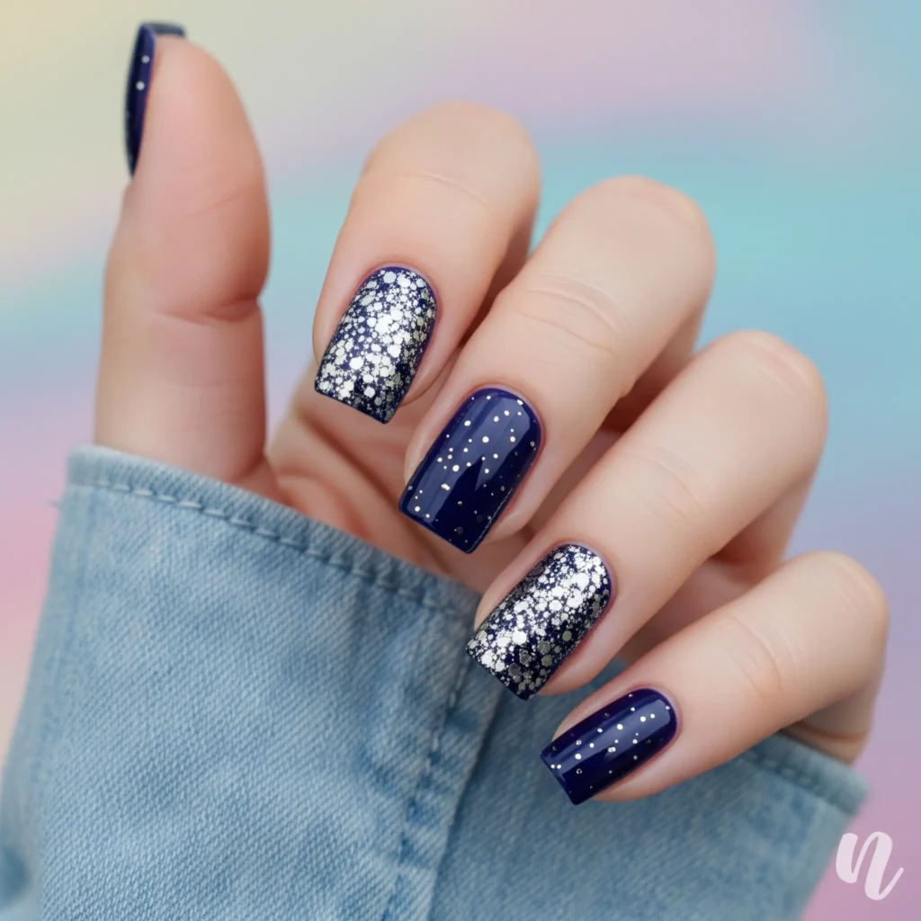 Midnight Sky Shimmer Nails