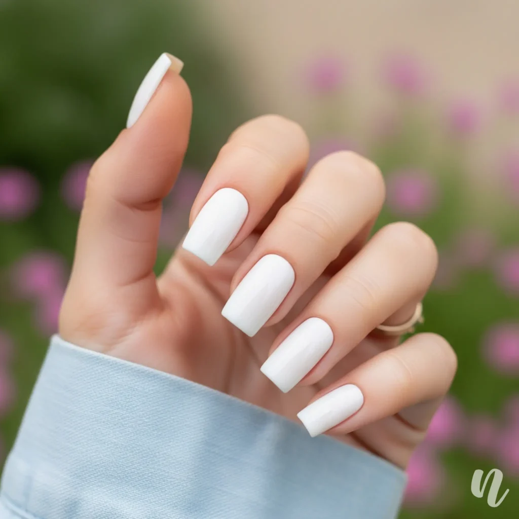 Milky White Square Nails