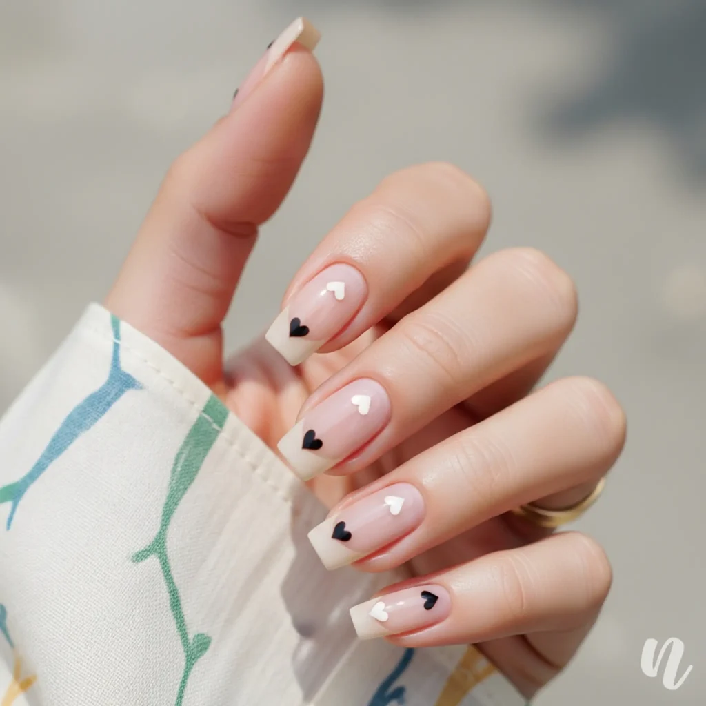 Minimalist Heart Accent Nails