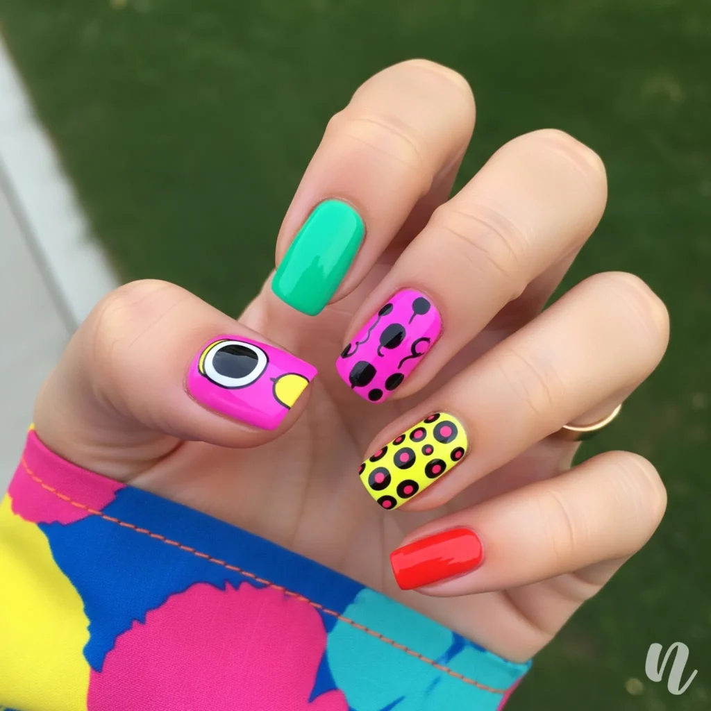 Mismatched Color Nails