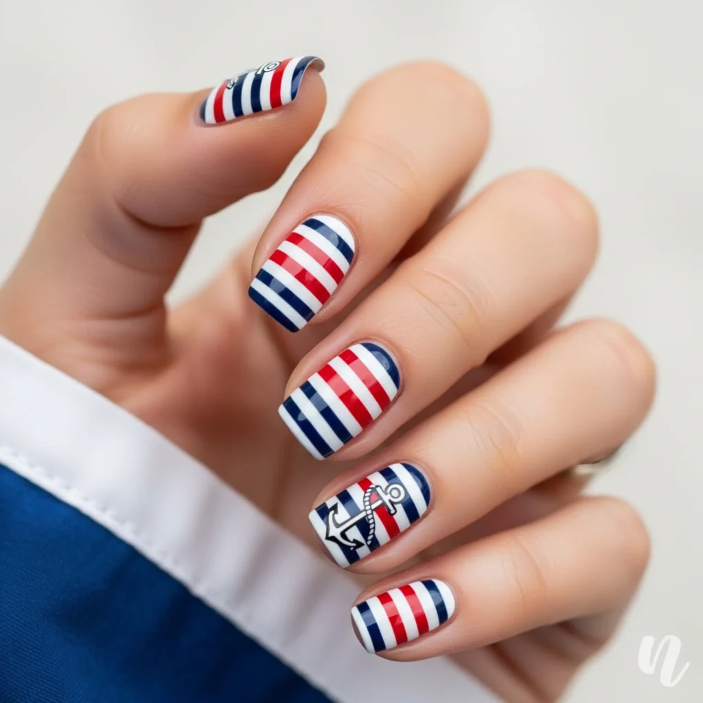 Nautical Stripes Nails