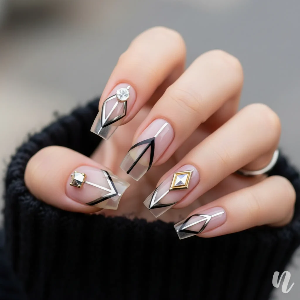 Negative Space Geometric Nails